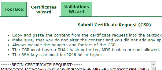 submit csr ssl