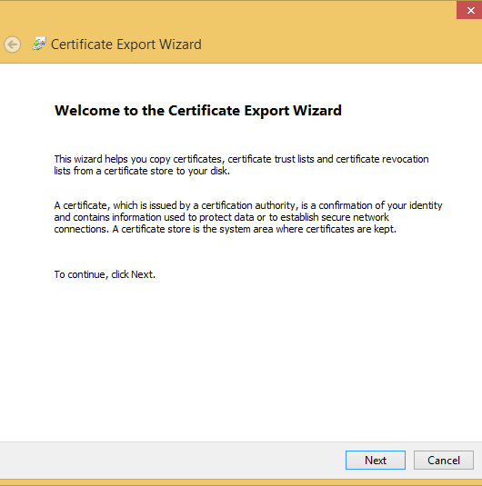 export ssl cert export wizard