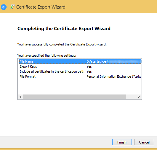 export ssl cert done