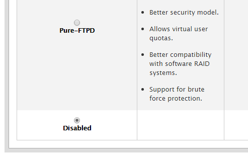 whm cpanel disable ftp